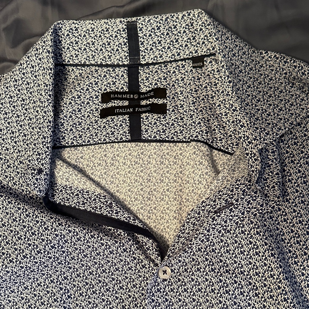 Hammer Made Men's Blue Patterned Shirt